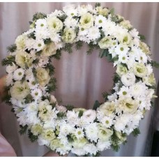 Coroana funerara flori albe